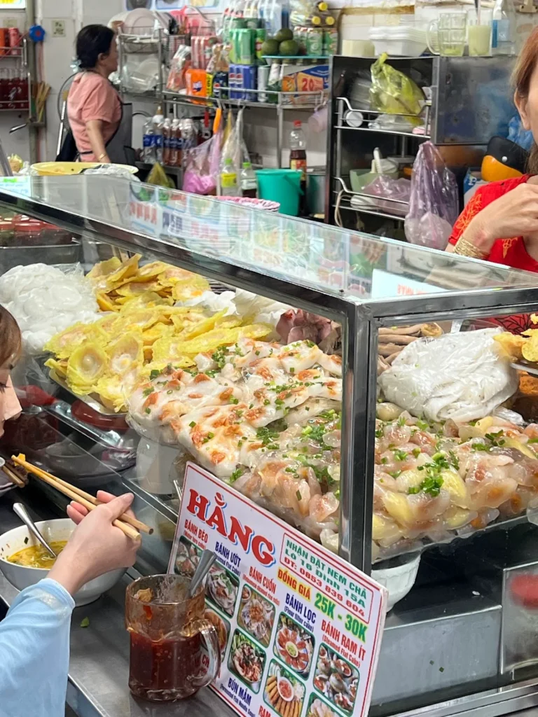 Diverse food at Con Market - biggest street food market in Da Nang