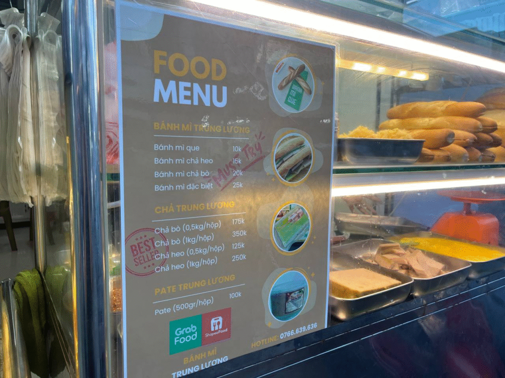Banh Mi Trung Luong menu - best banh mi in da nang