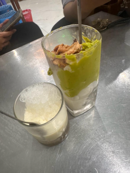 Avocado cream dessert with ice in Da Nang Food Tour by Motorbike